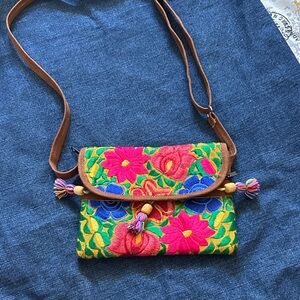 Floral Embroidered Crossbody Bag